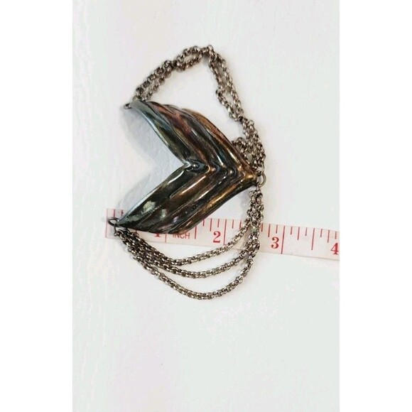 Vintage Electroform Sterling Modernist Chevron Chains Brooch 2.5" 32g - Picture 5 of 7